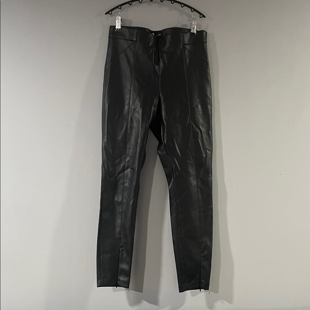 Zara Black Leather Look Trousers Size Large